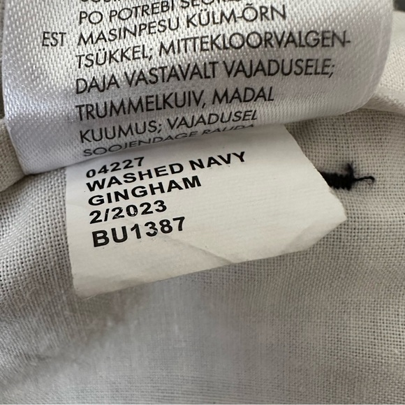 BRIXTON Victory Washed Navy Gingham Trouser Pants High Waisted Straight Leg 30 - Picture 13 of 16